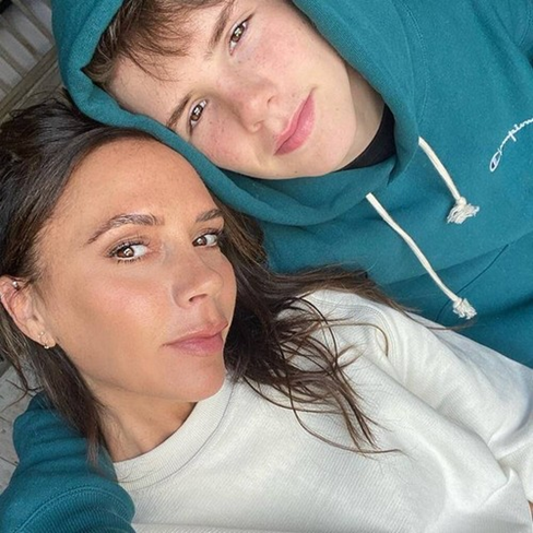 Cruz Beckham with his Mother