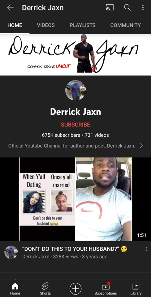 Derrick Jaxn Youtube