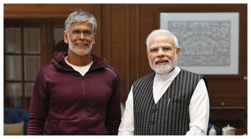 Milind Soman with PM Modi
