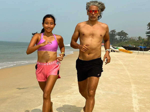 Milind Soman with his wife 
