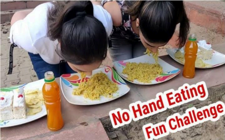 Eat a piece of food without using your hands