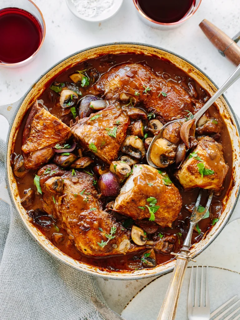 Coq Au Vin (Chicken Cooked in Red Wine) 