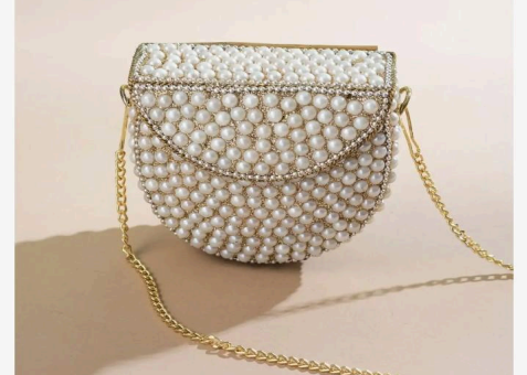 Pearly Tales: Unfold the Self Mini Pearl Handmade Beaded Clutch Bag 